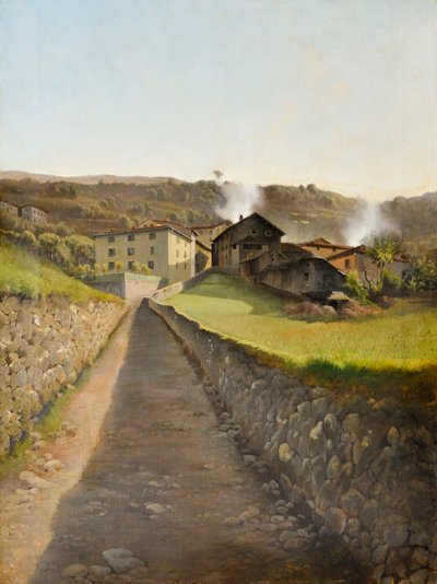 Village avec route et maisons - Arturo Faldi