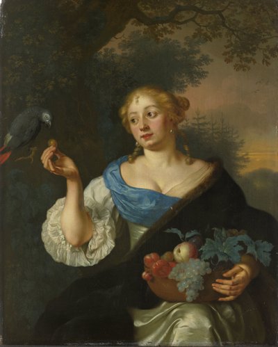 Une jeune femme avec un perroquet - Ary de Vois