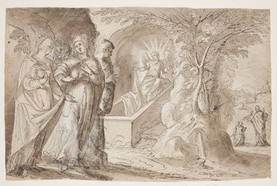 Les trois Marie au tombeau du Christ, avec "Domine quo vadis" en arrière-plan - Ascanio Spineda