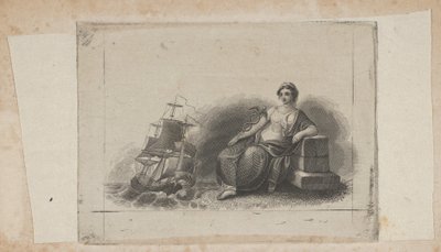 Vignette de billet de banque avec figure féminine représentant le commerce maritime - Asher Brown Durand.