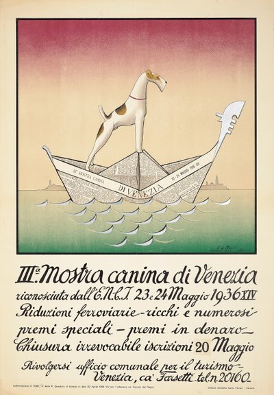 Affiche publicitaire pour une exposition canine à Venise - Astolfo De Maria