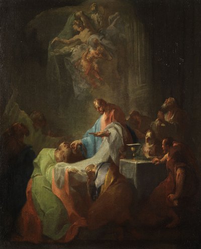 French : Jésus distribue la communion à ses disciples - Attributed to Franz Sigrist