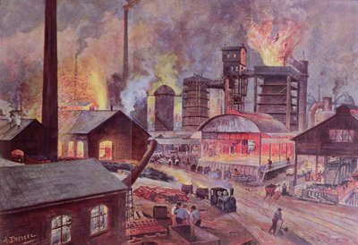 Usine avec haut fourneau, d