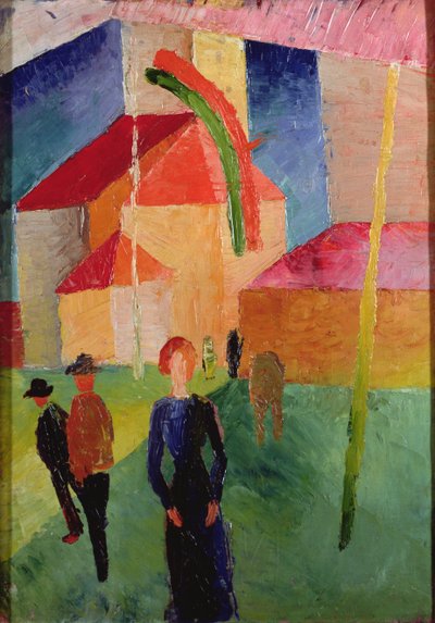 Église décorée de drapeaux - August Macke