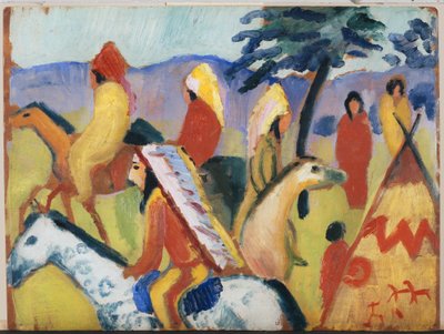 Indiens à cheval près de la tente - August Macke