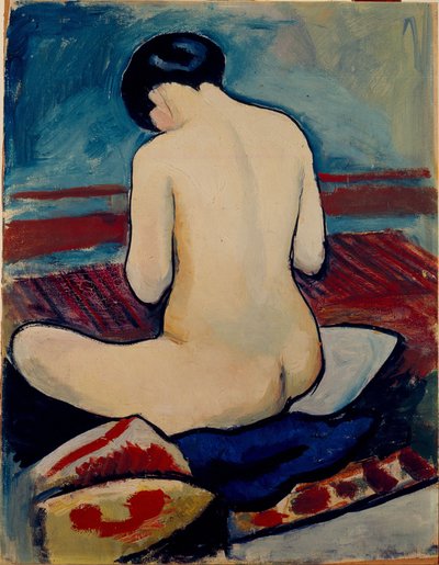 Nu assis avec oreiller - August Macke