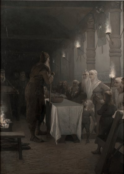 Frithiof arrive auprès du roi Ring (extrait de la saga de Frithiof) - August Malmström