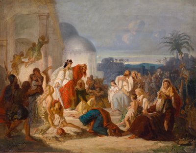 French : Judith montre aux Béthuliens la tête coupée d