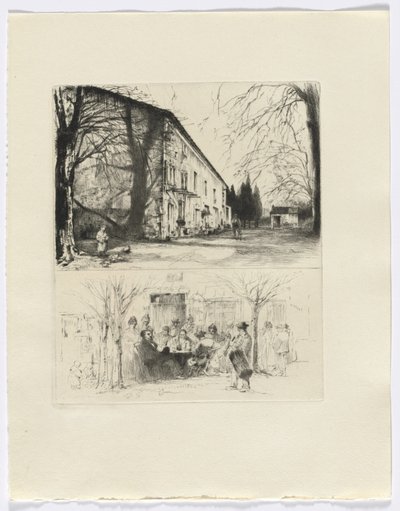 Frédéric Mistral : Mémoires et Récits de Frédéric Mistral : scène de rue/ personnes attablées en plein air (insérer après p. 24) DUPLICATE - Auguste Brouet