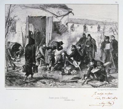 Poste de garde avancé français à Créteil, siège de Paris, guerre franco-prussienne, décembre 1870 - Auguste Bry