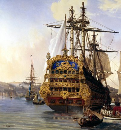 Le navire « Le Foudroyant » en rade de Brest en 1724 (détail) - Auguste Etienne Francois Mayer