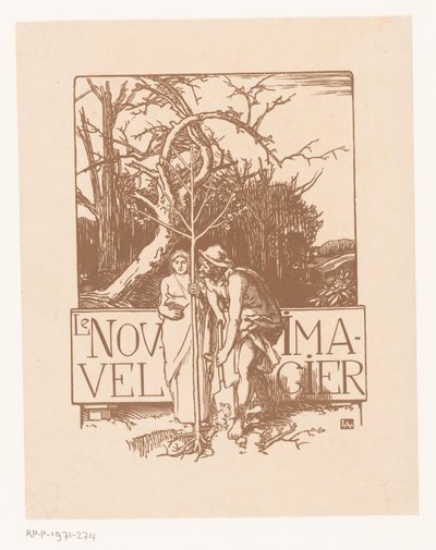 Homme et femme plantant ensemble un jeune arbre - Auguste Lepere