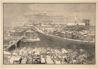 Paris sous la neige, vu du haut de St. Gervais - Auguste Lepere