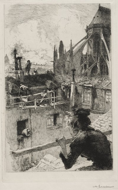 Sur les Toits près de Notre Dame - Auguste Louis Lepère