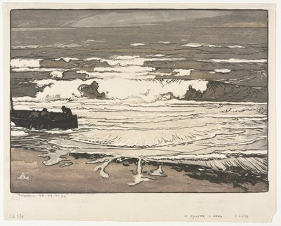 Les vagues déferlantes, marée de septembre 1901 - Auguste Louis Lepère