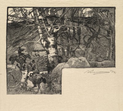 La Forêt de Fontainebleau: Chasse à courre à Mont-Gérard, 1890 - Auguste Louis Lepère