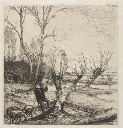 [Homme dans un bateau avec trois moutons] - Auguste Louis Lepère