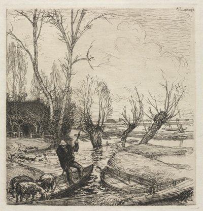 [Homme dans un bateau avec trois moutons] - Auguste Louis Lepère