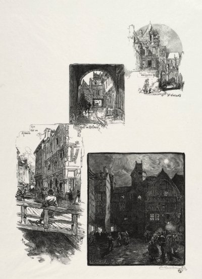 Rouen Illustré : Rue des Charretes; Rue de Halage; Rue Eau de Robec; Place des Arts - Auguste Louis Lepère