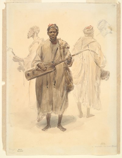 Un Maure musicien des rues à Tanger - Auguste Raffet