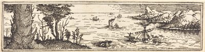 Paysage avec un lac et des voiliers - Augustin Hirschvogel