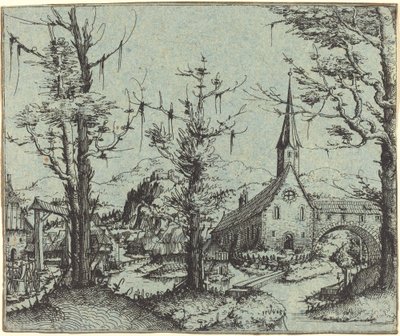 Paysage avec une église de village - Augustin Hirschvogel