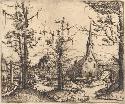 Paysage avec une église de village - Augustin Hirschvogel