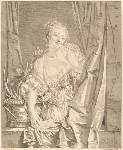 Le baiser envoyé - Augustin de Saint Aubin after Jean Baptiste Greuze