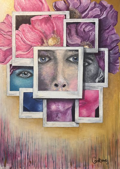 Visages et fleurs colorés - Augustus Caelthorne