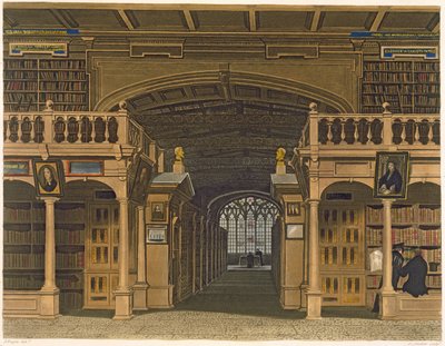 Intérieur de la bibliothèque Bodleian, illustration de 