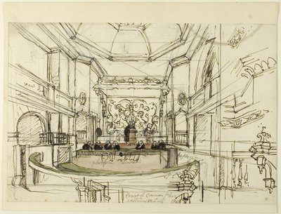 Étude pour la Cour des plaidoiries, Westminster Hall, du Microcosme de Londres - Augustus Charles Pugin