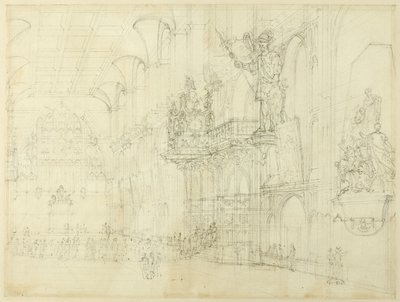 Étude pour Guild Hall, de Microcosm of London - Augustus Charles Pugin