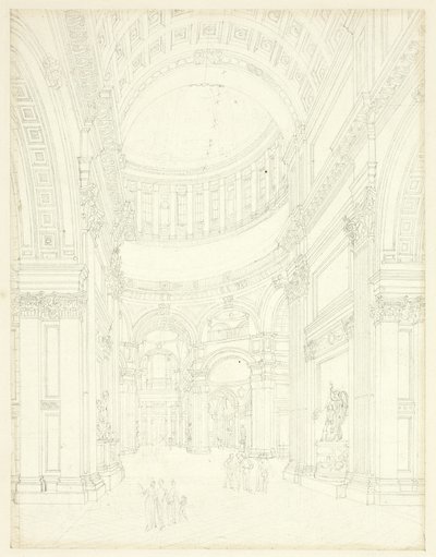 Étude pour la cathédrale Saint-Paul, tirée de Microcosme de Londres - Augustus Charles Pugin