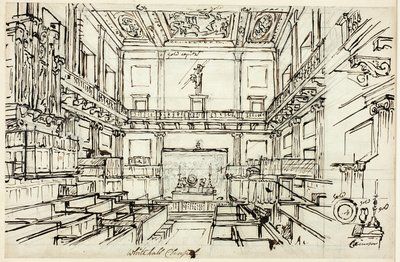 Étude pour la chapelle de Whitehall, de Microcosm of London - Augustus Charles Pugin