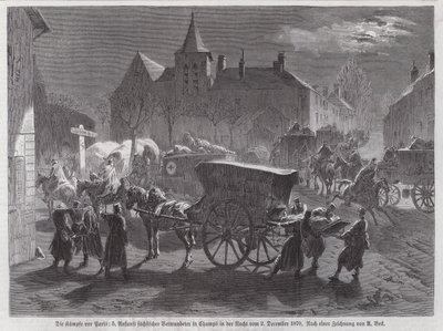 Arrivée de soldats saxons blessés dans les batailles aux abords de Paris, Guerre franco-prussienne, 2 décembre 1870 - Augustus J. Beck