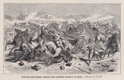 Canons autrichiens capturés par la cavalerie prussienne à la bataille de Skalitz, Bohême, guerre austro-prussienne - Augustus J. Beck