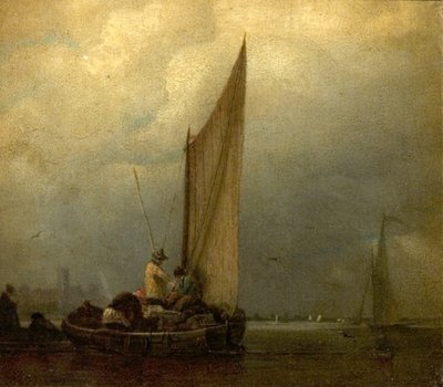 Scène de rivière avec barges, vers 1825 - Augustus Wall Callcott