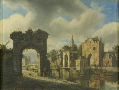 Scène de canal avec pont-levis - Augustus Wijnands