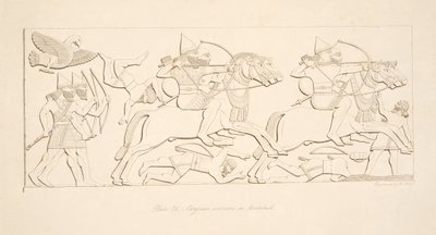 Guerriers assyriens à cheval, des Monuments de Ninive, pub. 1849 - Austen Henry Layard