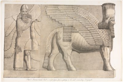 Monuments de Ninive : Planche 3, Taureau à Tête Humaine et Figure Ailée d