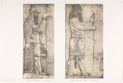 Monuments de Ninive : Planche 6, Dieu-poisson Nimroud, figure près d
