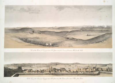 Vue des monticules de Kouyunjik [Quyunjik] et Nebbi Yunus, et des restes des murs extérieurs, depuis Mossoul - Austen Henry Layard