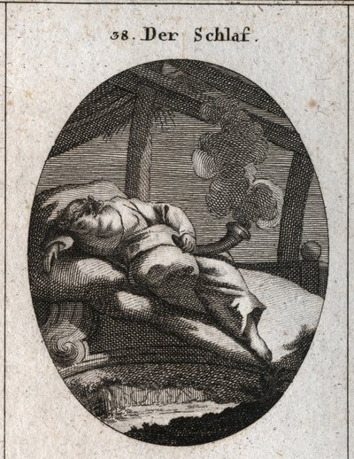 Allégorie du sommeil sur un lit d