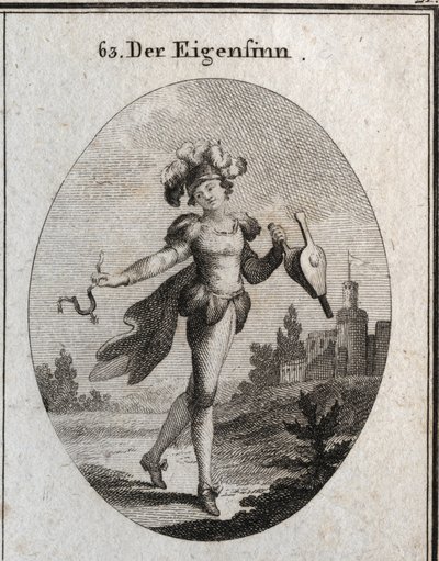 Allégorie du caprice. Son costume et ses plumes marquent l