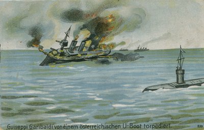 Naufrage du croiseur italien Giuseppe Garibaldi par le sous-marin autrichien U-4, Première Guerre mondiale, 18 juillet 1915 - Austrian School