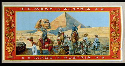 Touristes aux pyramides en Égypte, étiquette d