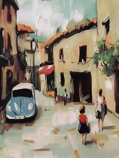 Une charmante scène de rue européenne - Avanesova Elena