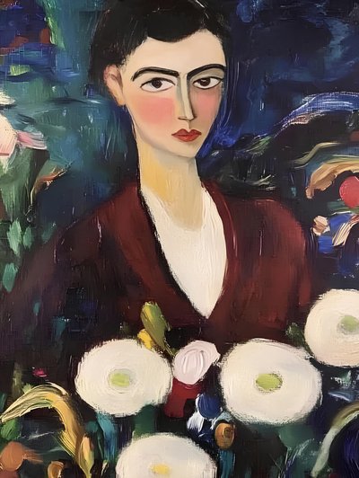 Une femme élégante avec des fleurs - Avanesova Elena