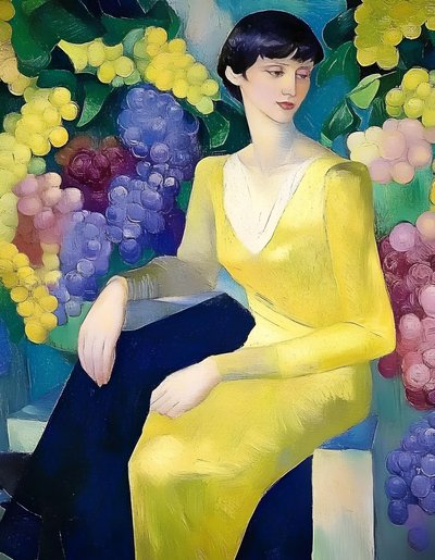 Une femme élégante avec des raisins - Avanesova Elena