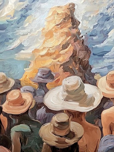 Les chapeaux contemplent le rocher imposant - Avanesova Elena